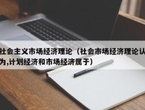 社会主义市场经济理论（社会市场经济理论认为,计划经济和市场经济属于）