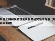 局部上同调模的理论及相关研究领域探索（局部同调群）