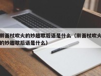 擀面杖吹火的妙趣歇后语是什么（擀面杖吹火的妙趣歇后语是什么）