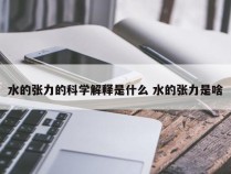 水的张力的科学解释是什么 水的张力是啥