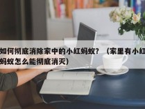 如何彻底消除家中的小红蚂蚁？（家里有小红蚂蚁怎么能彻底消灭）