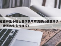 夏日养生小贴士三伏天不可忽视的健康常识（三伏天养生宣传板报）