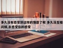 多久没有感受到这样的情感了呢 多久没互相问候,去感受你的感受