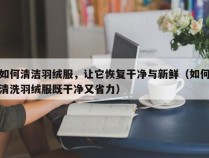 如何清洁羽绒服，让它恢复干净与新鲜（如何清洗羽绒服既干净又省力）