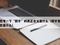 思考一下“假字”的真正含义是什么（假字意思是什么）