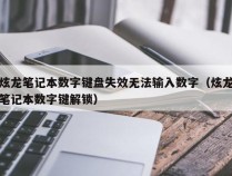 炫龙笔记本数字键盘失效无法输入数字（炫龙笔记本数字键解锁）