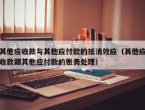 其他应收款与其他应付款的抵消效应（其他应收款跟其他应付款的账务处理）