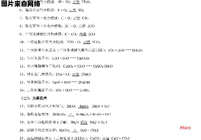 初中化学方程式集锦